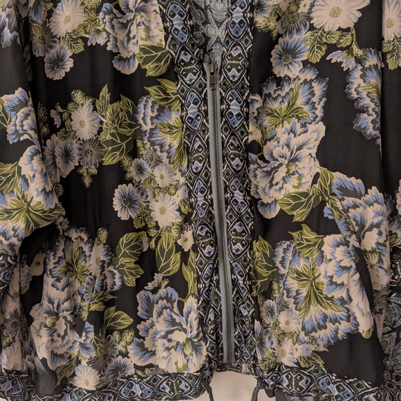 Free People Floral Cinch Waist Kimono M/L - Picture 5 of 11